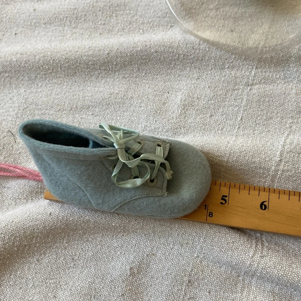 WOOL VINTAGE Shoes Booties Baby Deer Walker Slippers Felt Blue